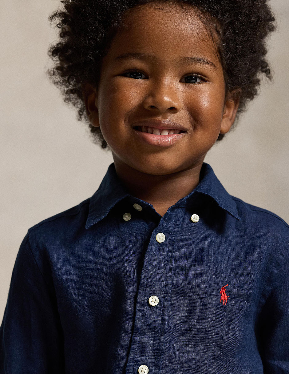 Camisa casual Polo de algodón manga larga para niño