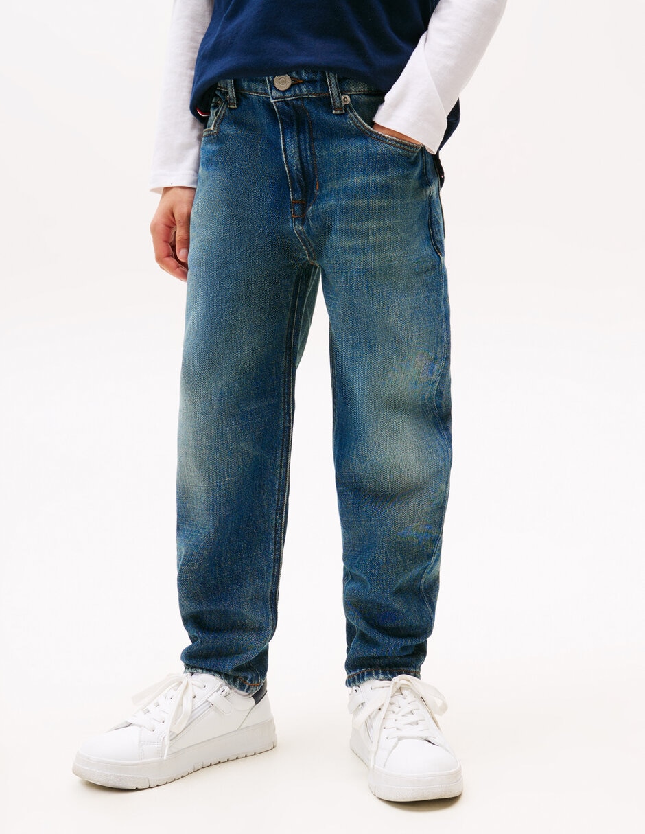 Jeans straight KB0KB09710-1BZ lavado obscuro para niño 3