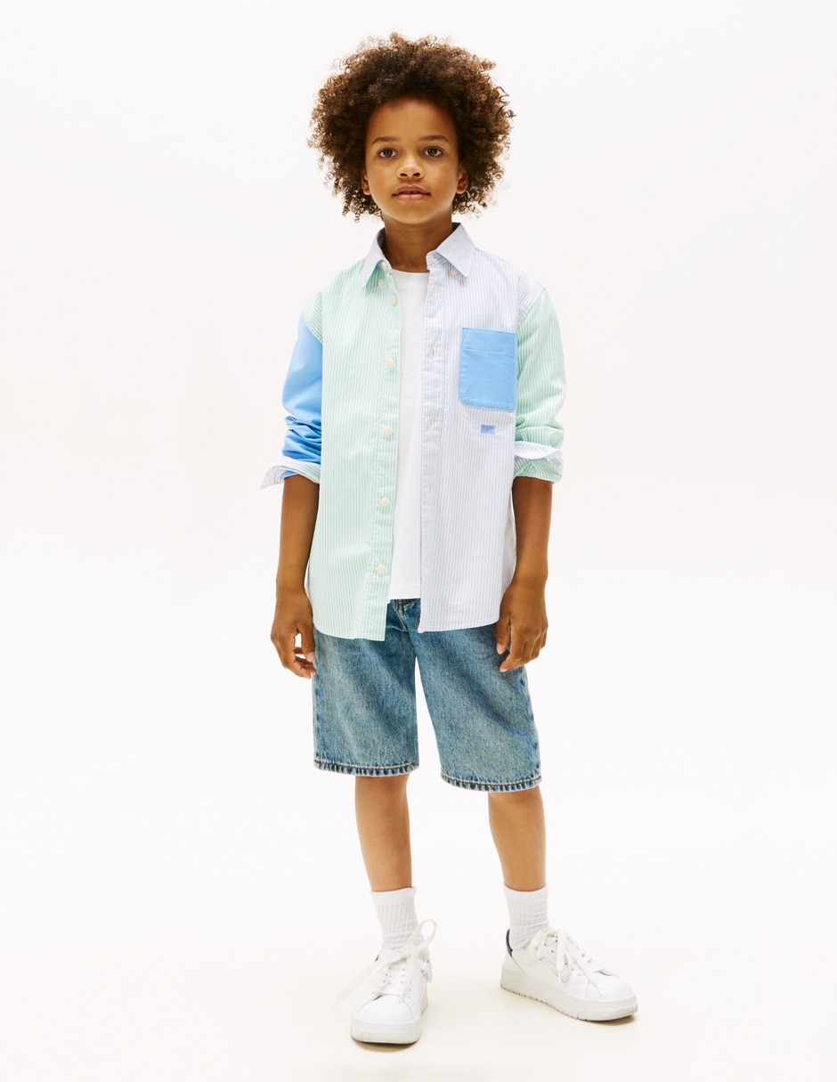 Camisa casual de algodón manga larga para niño 4