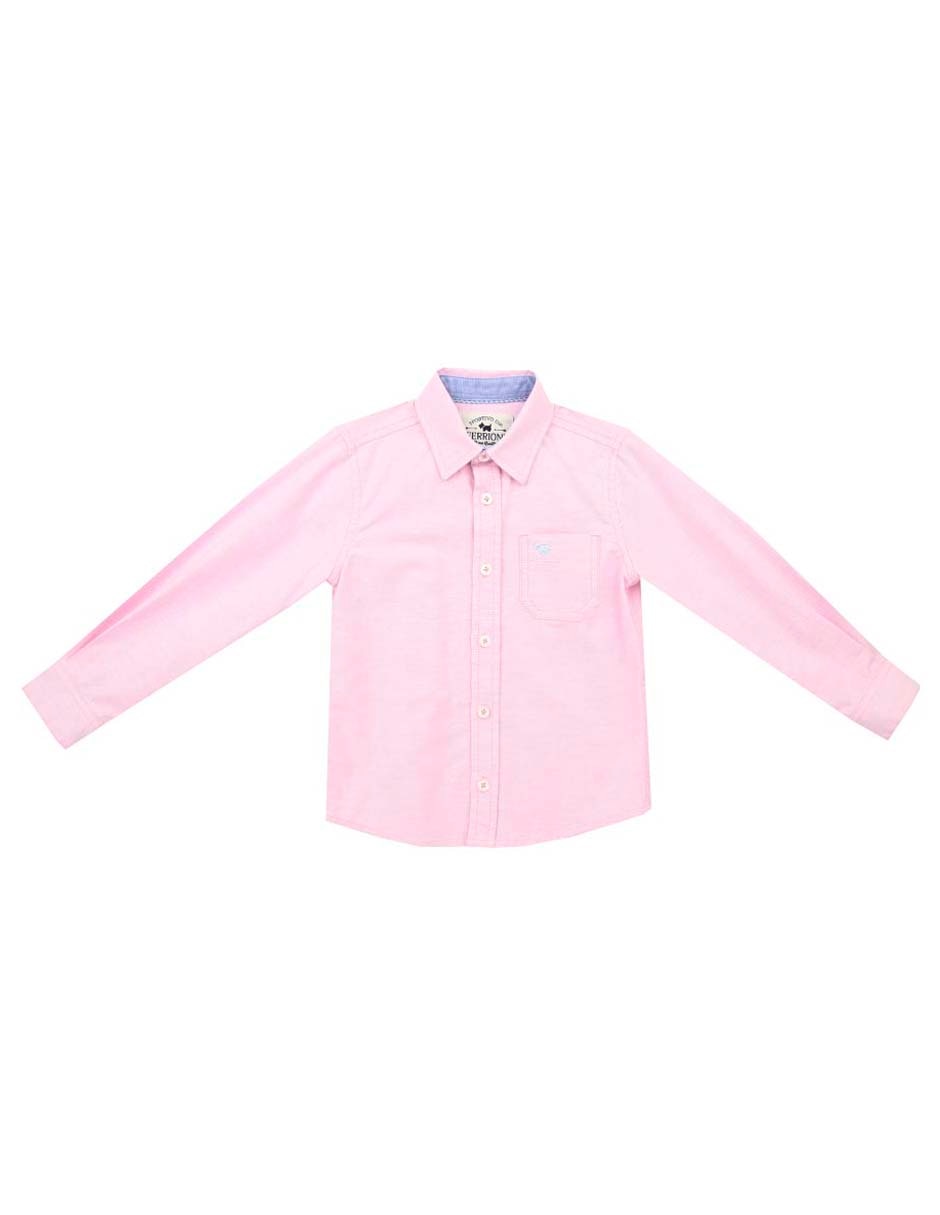 Camisa casual Molia de algodón manga larga para niño Camisa casual Molia de algodón manga larga para niño