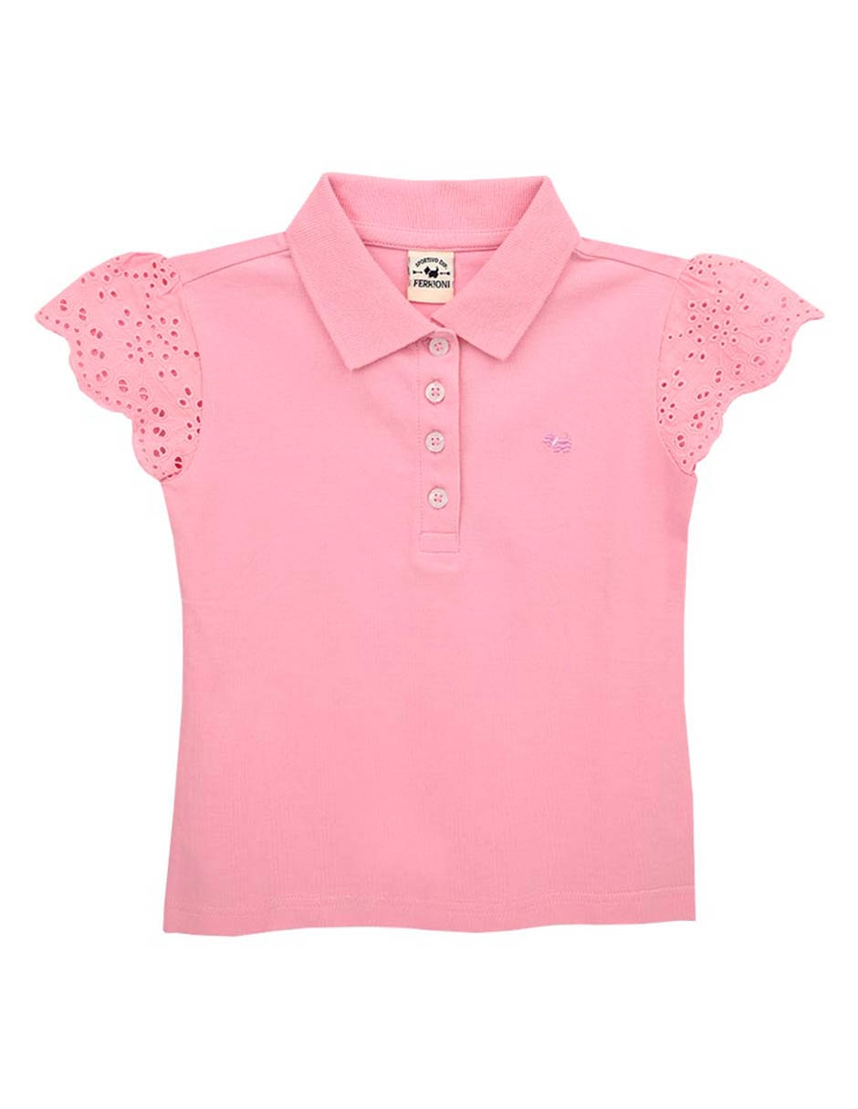 Playera tipo polo Frilly de algodón para bebé niña Playera tipo polo Frilly de algodón para bebé niña