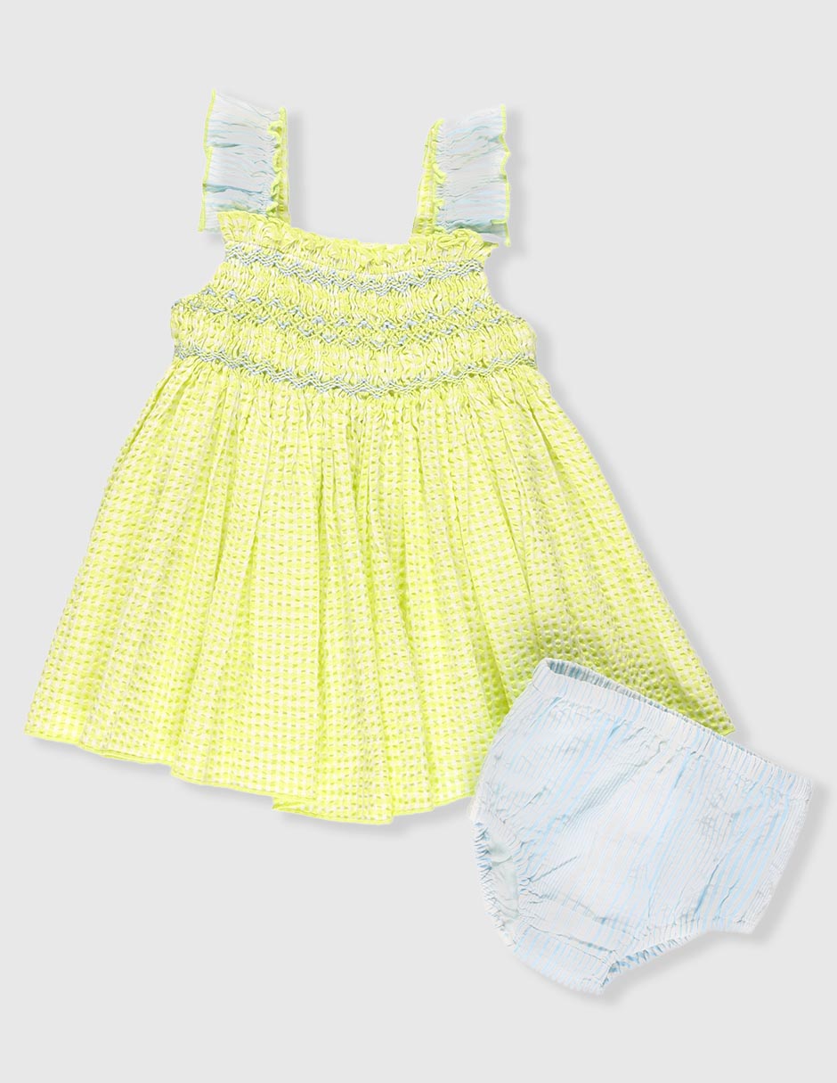 Vestido con calzón manga mariposa para niña
