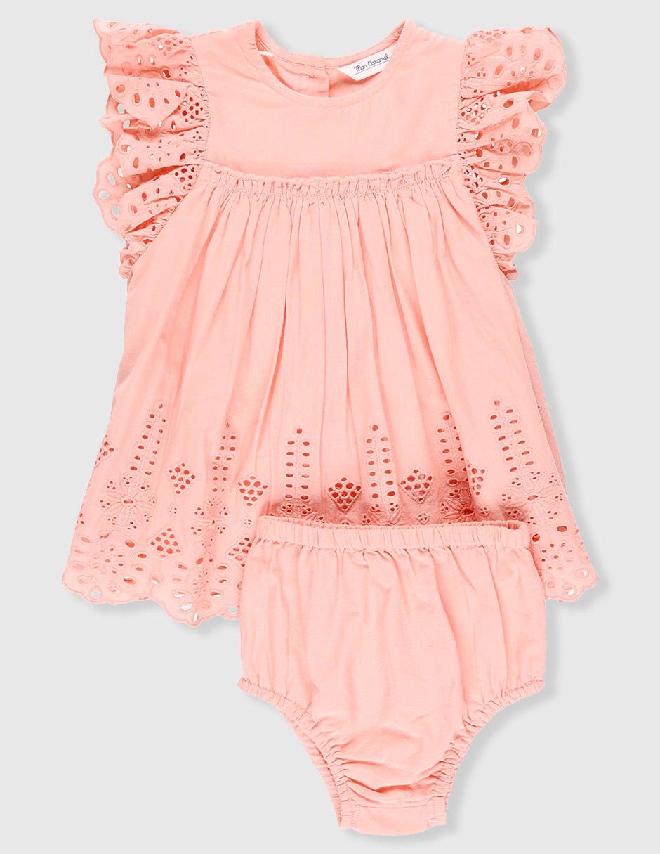 Vestido con calzón manga mariposa para bebé niña Vestido con calzón manga mariposa para bebé niña