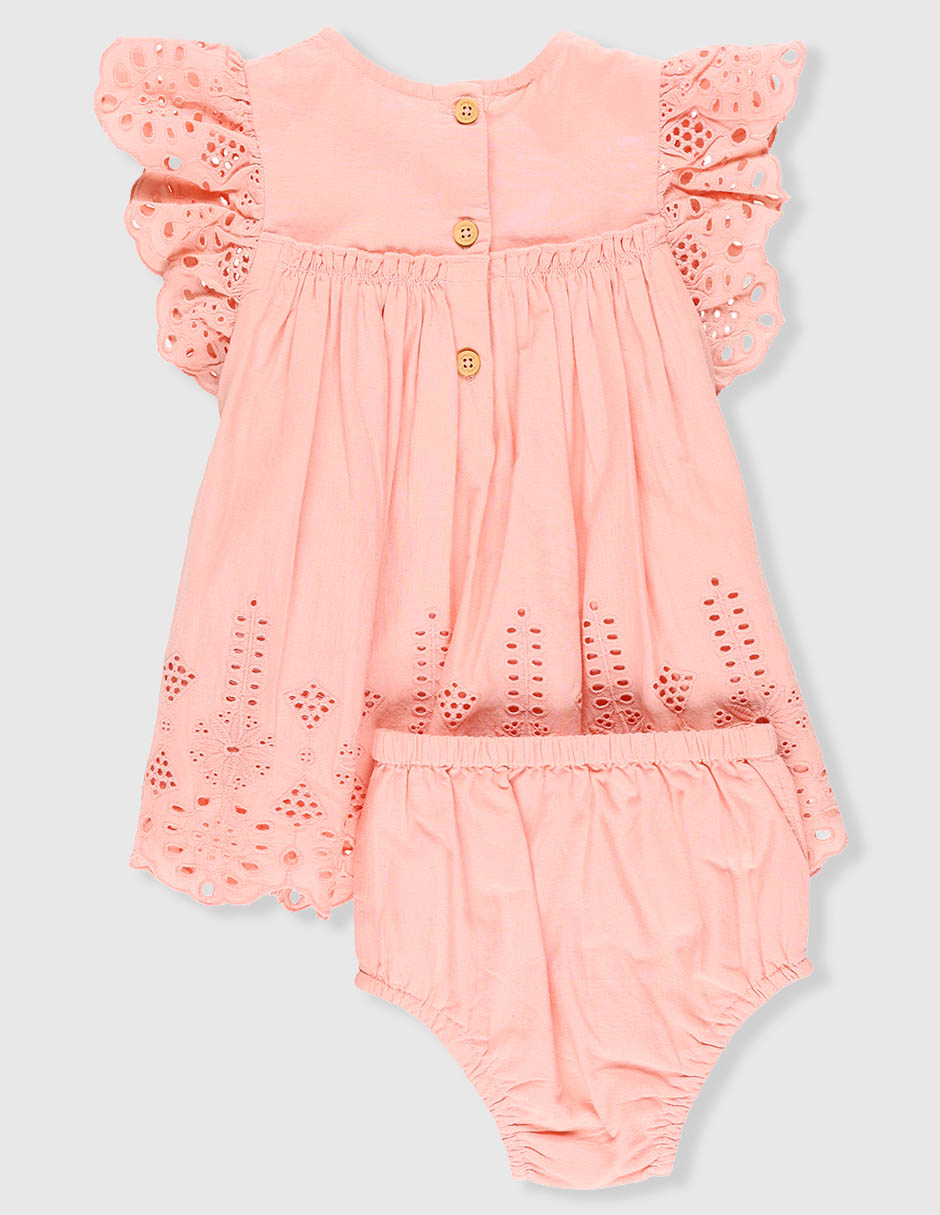 Vestido con calzón manga mariposa para bebé niña 2