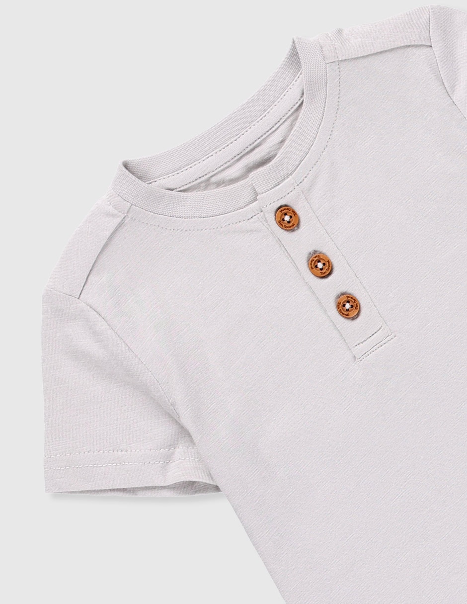 PLAYERA MON CAR, 3-6 MESES, GRIS CLARO
