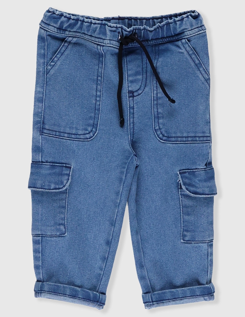 Jeans cargo straight lavado claro para bebé niña Jeans cargo straight lavado claro para bebé niña
