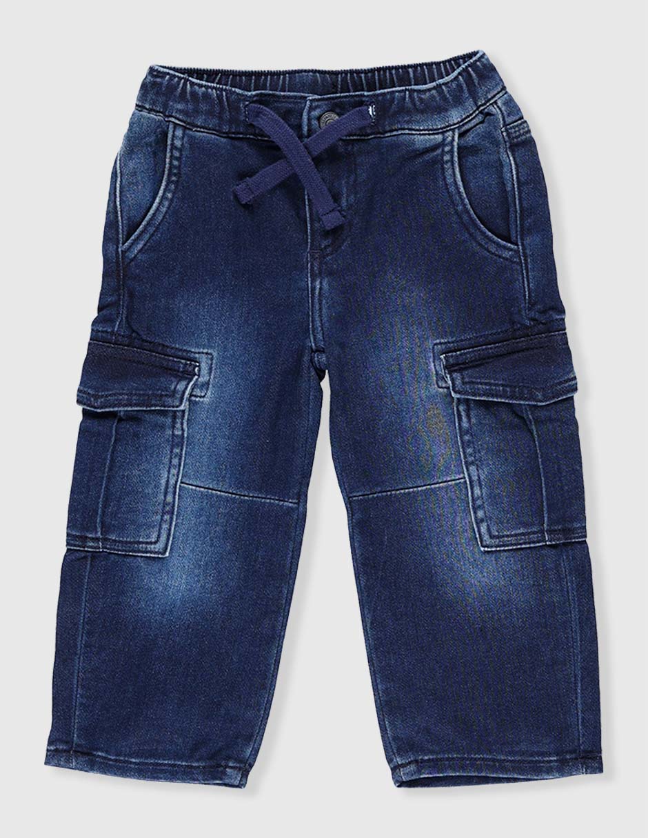 Jeans cargo straight deslavado para bebé niña Jeans cargo straight deslavado para bebé niña