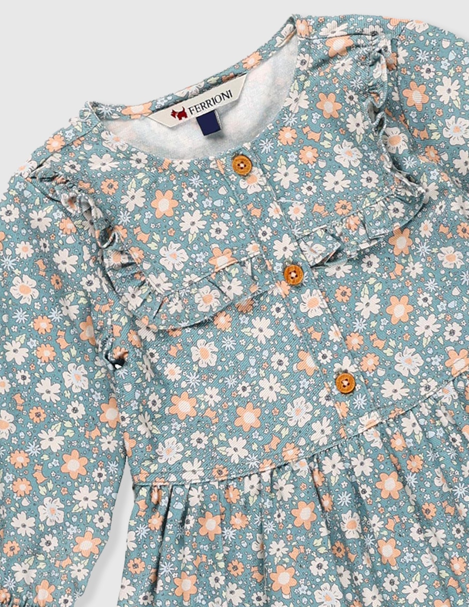 Vestido manga globo para bebé niña 3