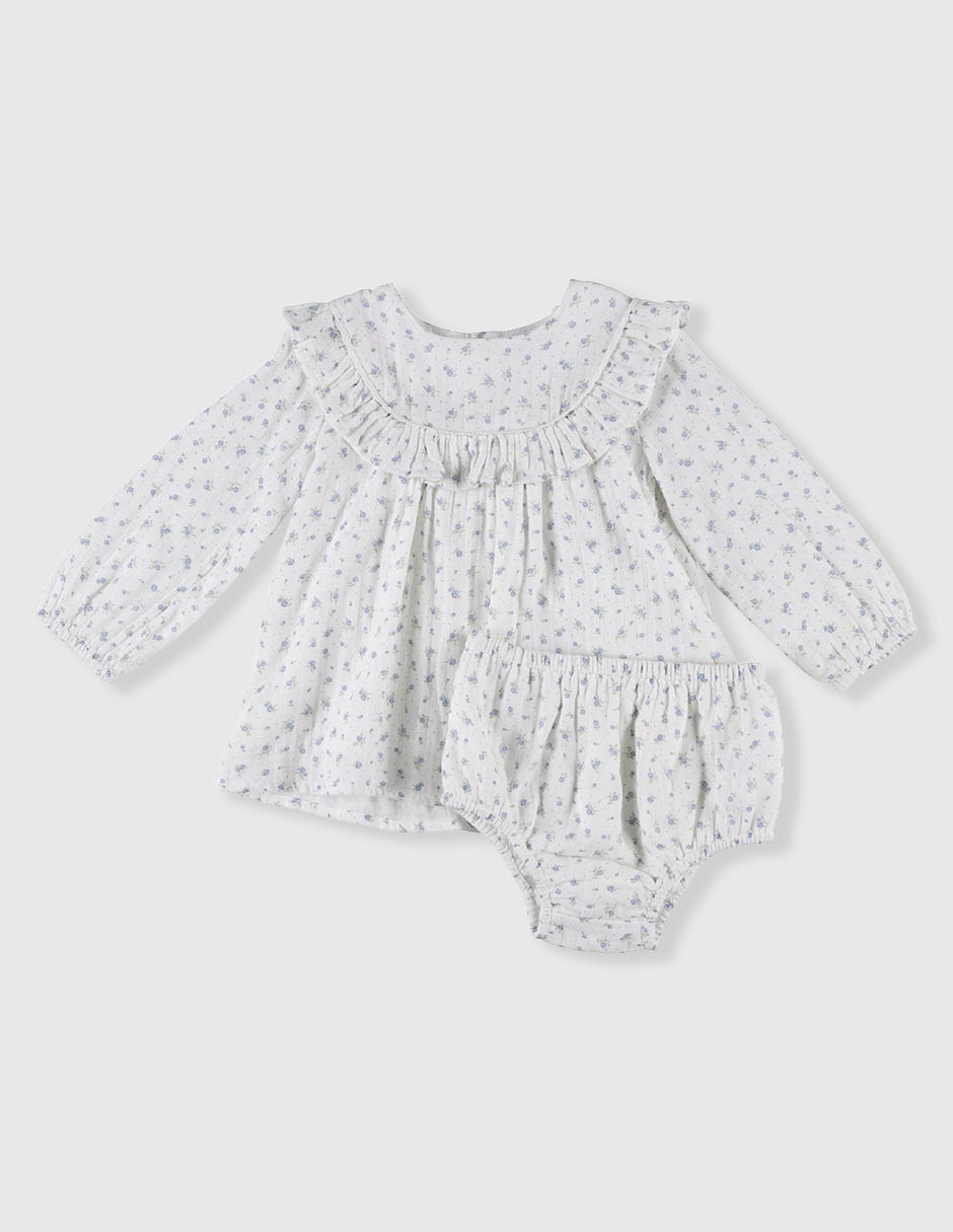 Vestido con calzón manga globo para bebé niña Vestido con calzón manga globo para bebé niña
