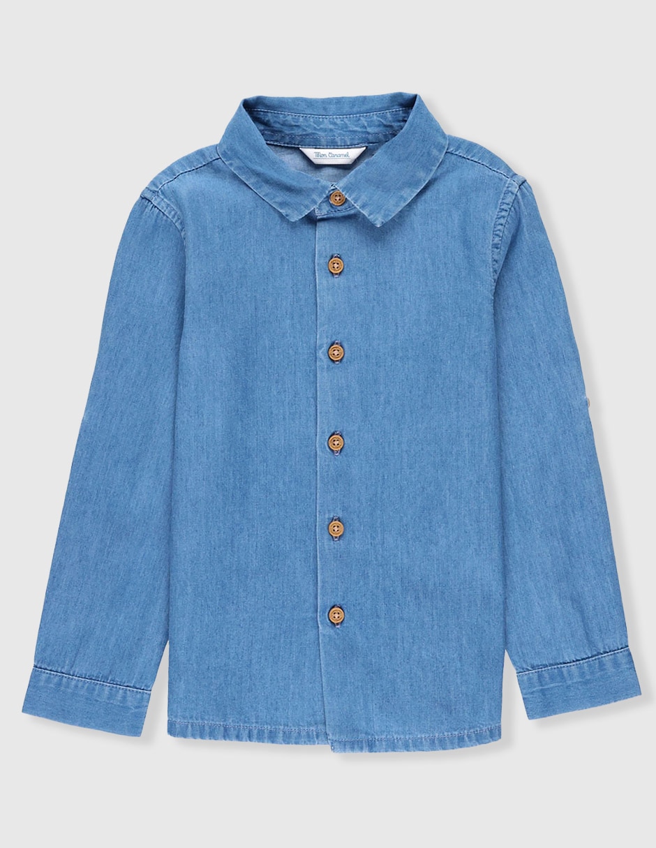 Camisa casual de mezclilla manga larga para bebé niño