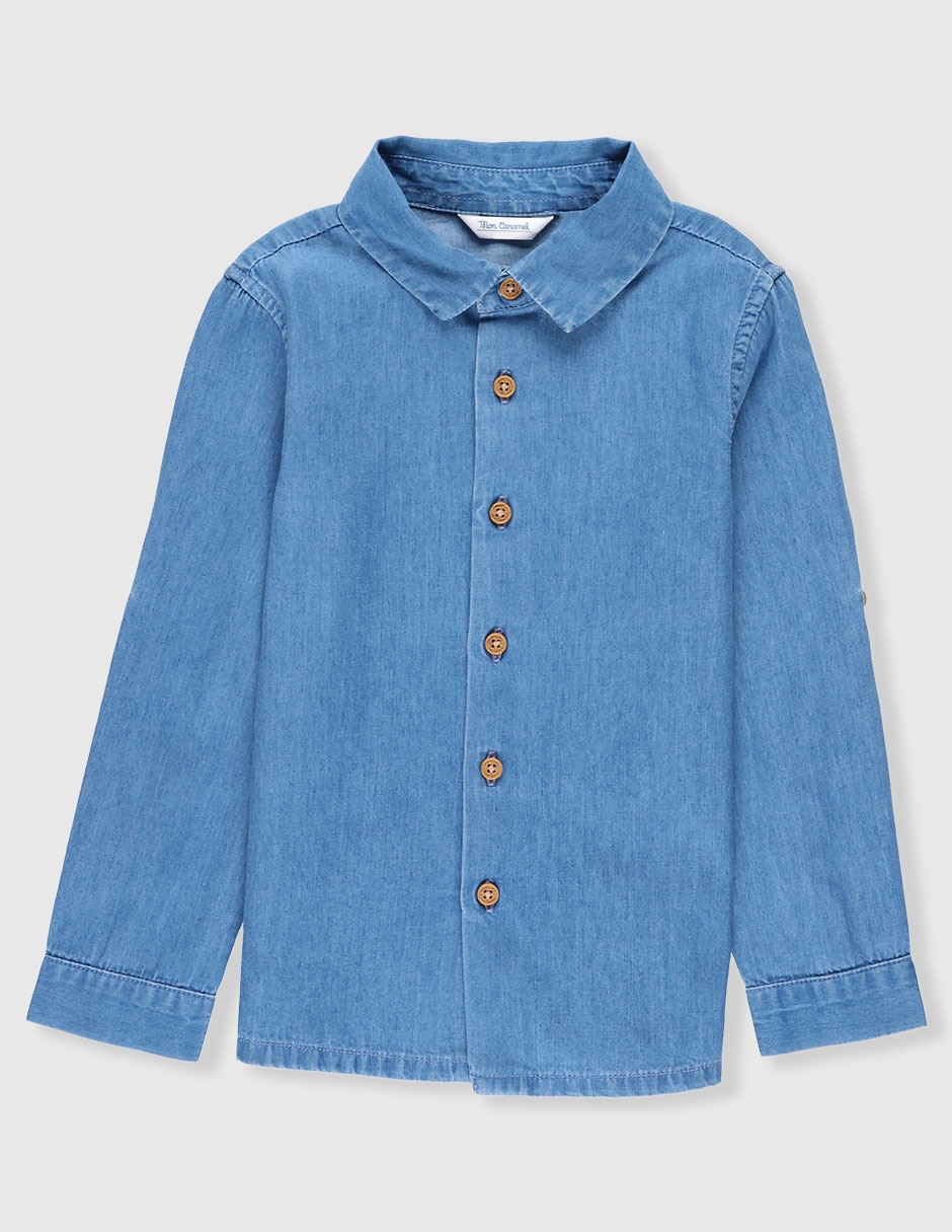 Camisa casual de mezclilla manga larga para bebé niño Camisa casual de mezclilla manga larga para bebé niño
