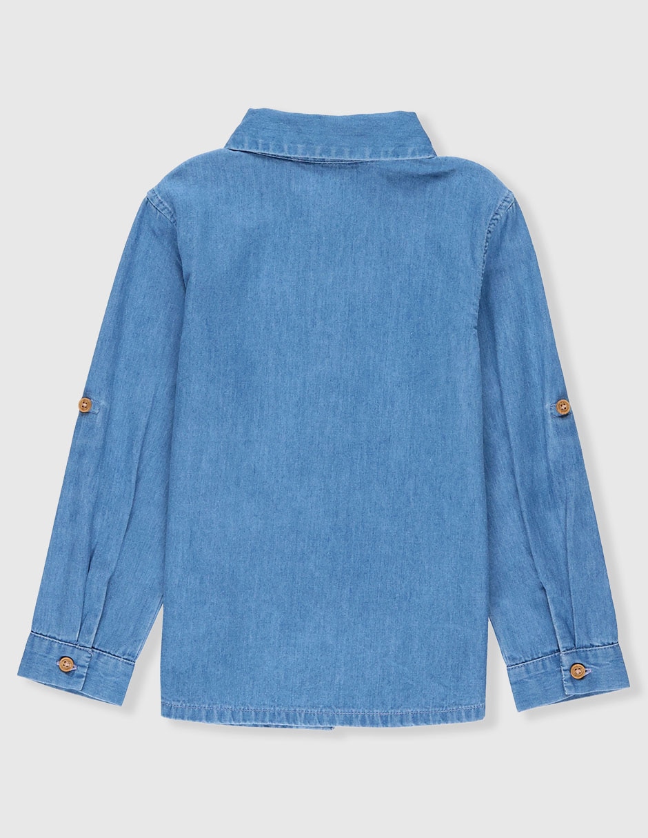 Camisa casual de mezclilla manga larga para bebé niño 2