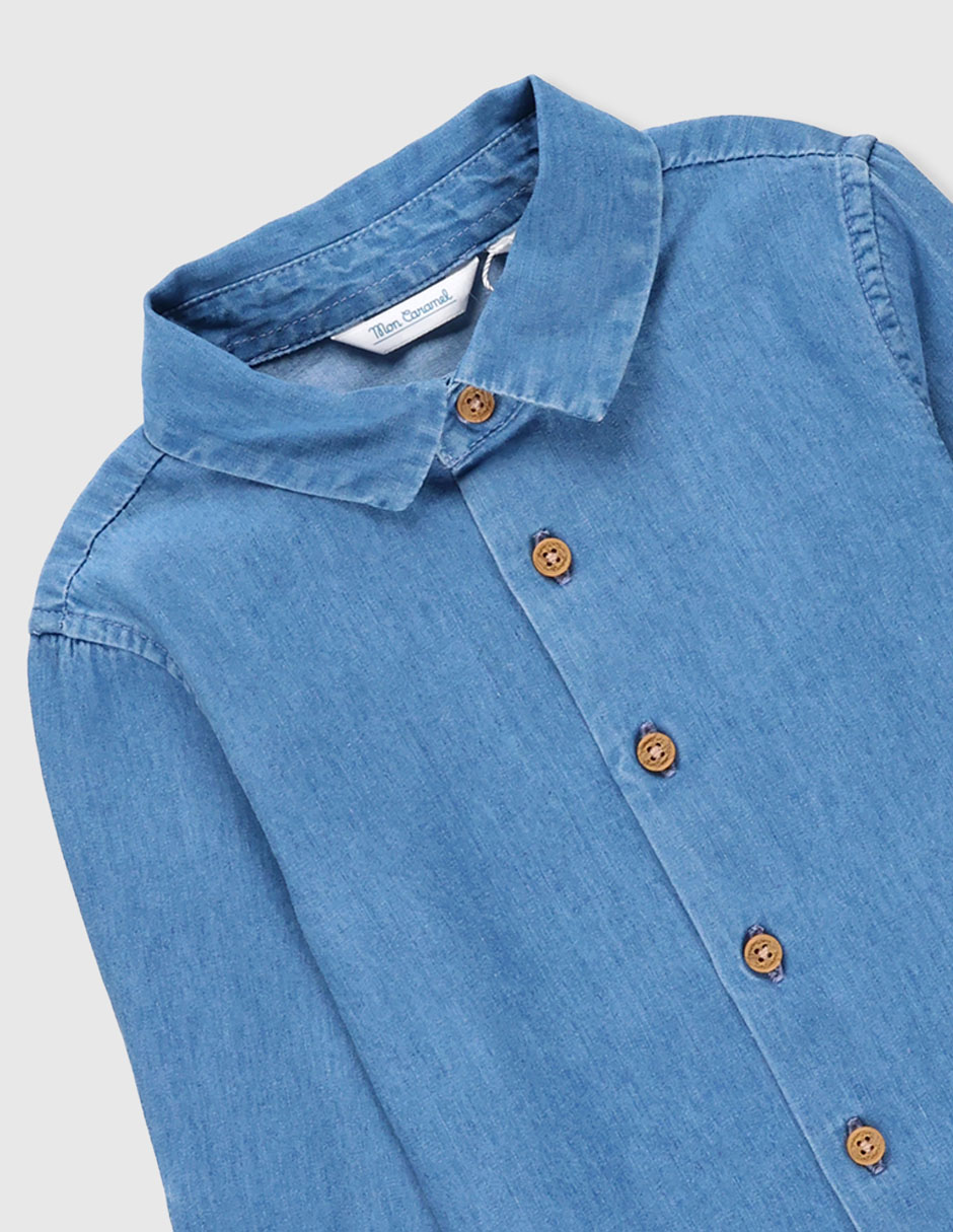 Camisa casual de mezclilla manga larga para bebé niño 3