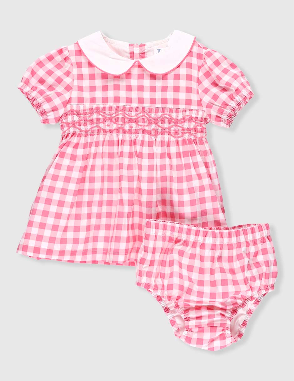 Vestido con calzón manga globo para bebé niña Vestido con calzón manga globo para bebé niña