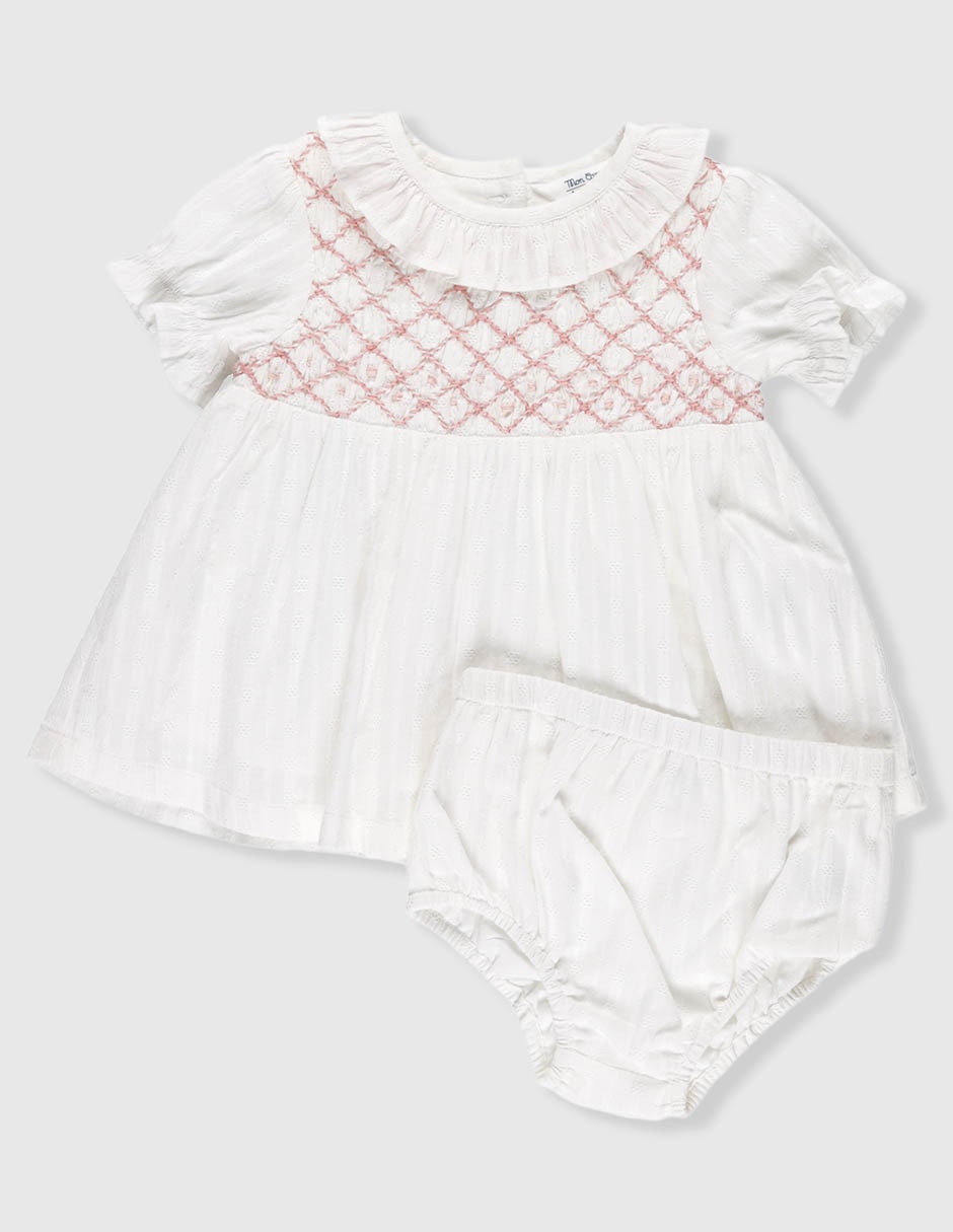 Vestido con calzón manga globo para bebé niña Vestido con calzón manga globo para bebé niña