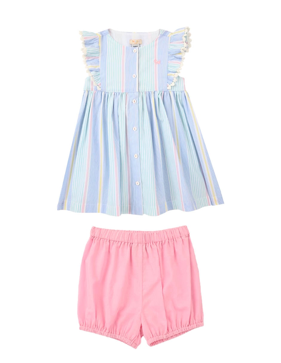 Conjunto vestido Maiko manga volantes para bebé niña