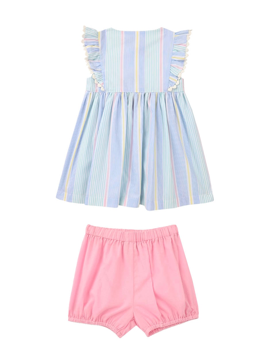 Conjunto vestido Maiko manga volantes para bebé niña 2