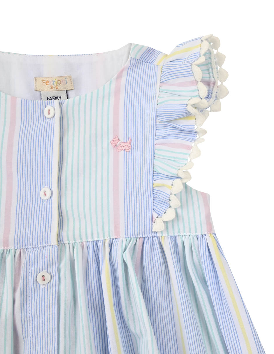 Conjunto vestido Maiko manga volantes para bebé niña 3